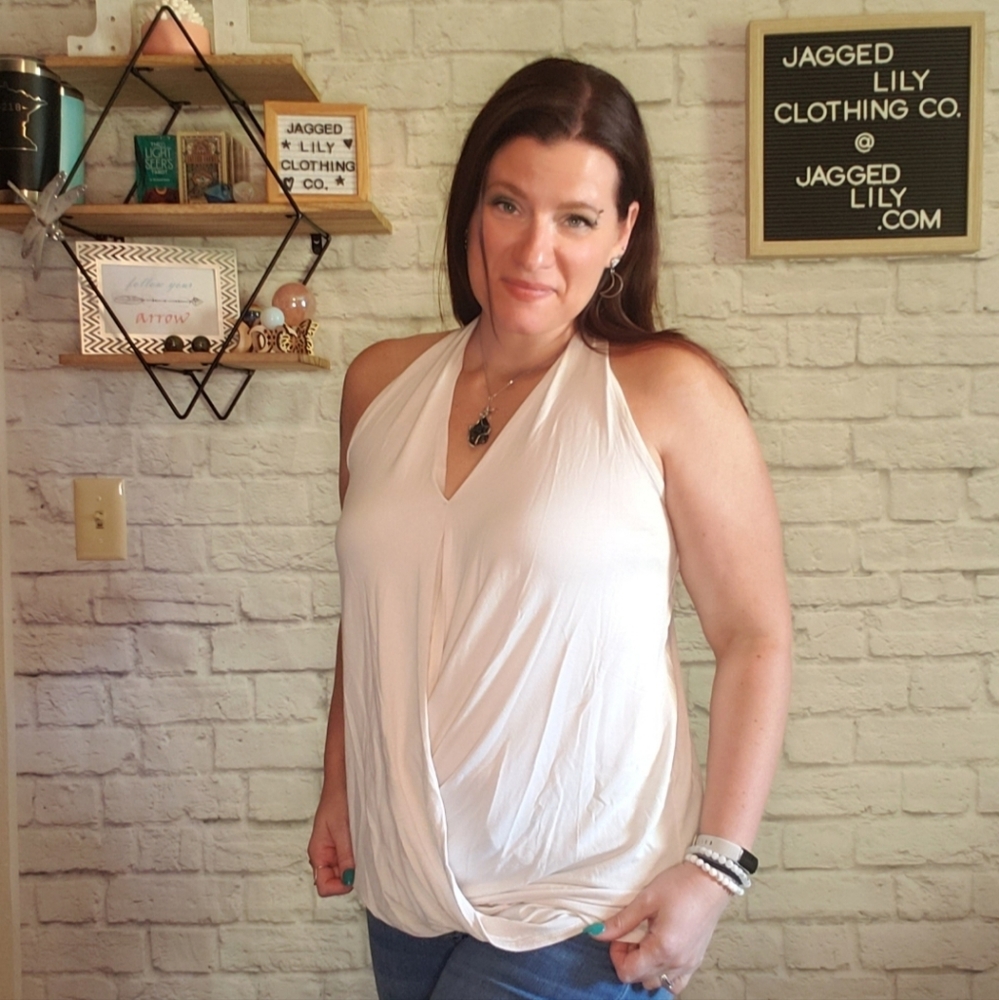 Cross Halter Top in Bone